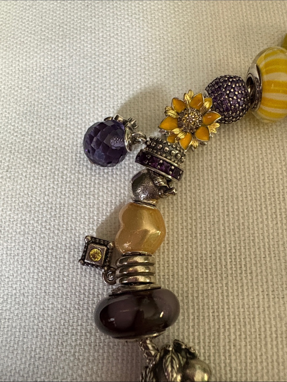 Pandora bracelet lemon/yellow/purple charms - Picture 3 of 5